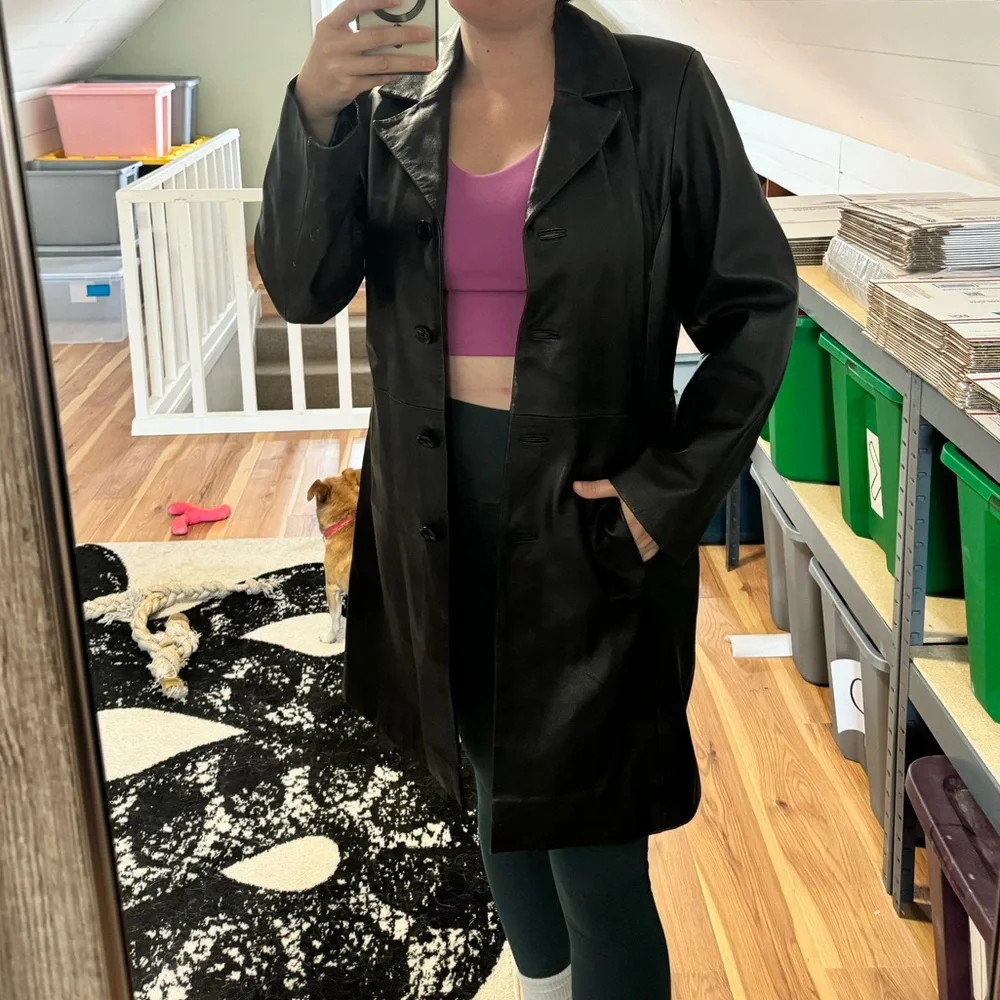 90s Saguaro Leather Trench Style Coat - Picture 4 of 9